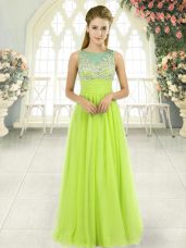 Tulle Sleeveless Floor Length Prom Dress and Beading