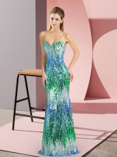 Stunning Multi-color Sweetheart Lace Up Beading and Sequins Prom Evening Gown Sleeveless