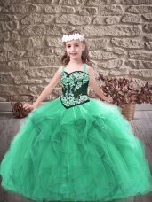 Turquoise Sleeveless Tulle Lace Up Pageant Dresses for Party and Wedding Party