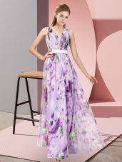 Multi-color Sleeveless Printed Zipper Prom Evening Gown for Prom and Party