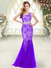 Romantic Sleeveless Beading and Lace Zipper Prom Evening Gown