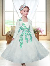 Wonderful Straps Sleeveless Zipper Toddler Flower Girl Dress White Lace