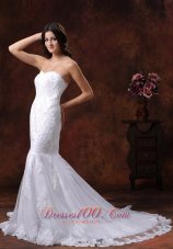 Spring Lace Mermaid Brush Train Sweetheart Bridal Gown