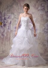 Wedding Dress Organza Beautiful Layered Chapel Train Bodice