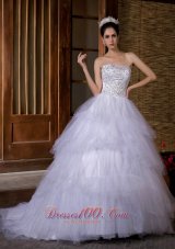 Ball Gown Strapless Chapel Train Wedding Gown Dresses