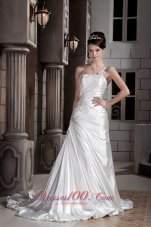 Asymmetrical Wedding Dress One Shoulder Train