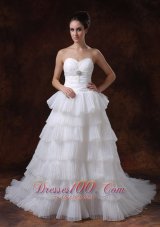 Layered Sweetheart Beading Decorate Summer Wedding Gown