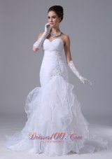 Sweetheart Ruched Bodice Mermaid Style Ruffle Wedding Dress