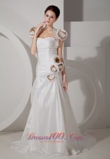 Hand Made Flower Sweetheart Wedding Dress with Straps