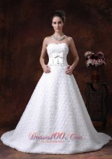 Wedding Dress Rolling Flower Sweetheart A-line Bowknot Train