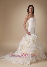 Dropped Ivory Lace Wedding Dress Flowers Bowknot Shash