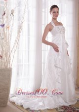 Where to Buy Elegant Halter Wedding Dress Ruffle Brush