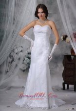 Modest Lace Mermaid Bridal Dresses Sweetheart Brush Train
