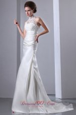 Exquisite High-neck Lace Bridal Dresses Court Train