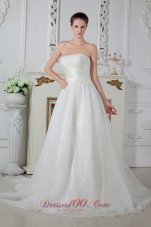Wrapped Style Wedding Bridal Gowns Strapless Court Train