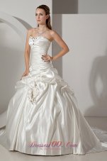 Gorgeous Ruch Beaded Wedding Gowns Sweetheart Chapel Train