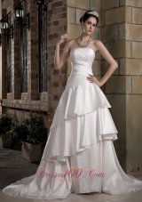 Tiered Strapless Bridal Gowns Good Quality Court Train