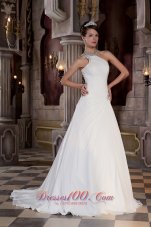 Beautiful One Shoulder Court Train Chiffon Bridal Gowns