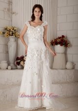 Exquisite Bridal Dress Straps Brush Train Lace Appliques
