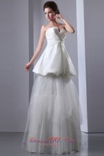 Unique Strapless Taffeta and Tulle Wedding Dress