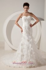 Elegant Mermaid Sweetheart Organza Beading Wedding Dress