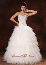 Tulle Ruffles Sweetheart A-line Wedding Gown