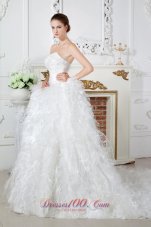 Sweetheart Organza Feather Ruch Bridal Dress