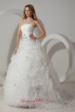 Strapless Tulle Bridal Dress Beading Court Train
