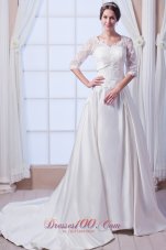 Designer Princess V-neck Satin Wedding Gowns