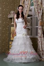 Ruffled Layers Taffeta And Lace Sweetheart Wedding Gown