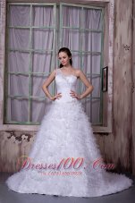 One Shoulder Bridal Wedding Gown With Court Train