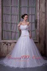 Tulle Strapless Princess Wedding Gown Appliques With Beading