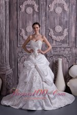 Sweetheart Taffeta Embroidery With Beading Wedding Gown