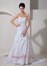 Sweetheart Wedding Gown Princess Ruch Court Train Taffeta