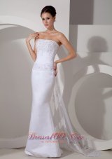 Mermaid Strapless Wedding Bridal Gown With Watteau Train
