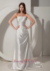 Strapless Taffeta Court Train Bridal Gown With Ruching
