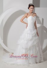 Wedding Bridal Dress Sweetheart Organza Layers Ruch Brush Train