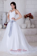 Straps Princess Organza Bridal Wedding Dress Court Train Sashes