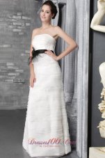 Belt Organza Ruffles Floor-length Bridal Wedding Dress Strapless
