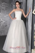 Floor-length Beaded Wedding Dress Strapless Princess Organza