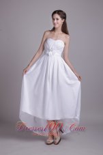 Ankle-length Handle-made Flower Bridal Wedding Dress Strapless