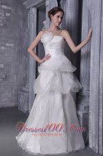 Organza and Taffeta Handle Flower Wedding Bridal Dress Strapless