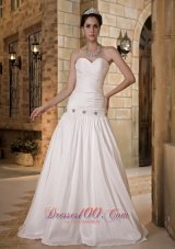 Princess Sweetheart Floor-length Wedding Dress Taffeta Beading