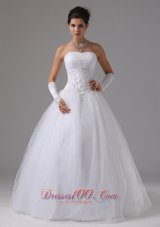 Strapless A-line Wedding Gown With Lace Beading Tulle
