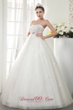 Floor-length Bridal Wedding Dress Princess Strapless Beading Tulle