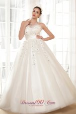 Sweetheart Wedding Gown Appliques With Beading Tulle