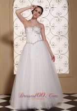 Lovely A-line strapless Wedding Dress Beaded Bodice Tulle