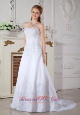 Retro White Bridal Gowns Court Train Satin