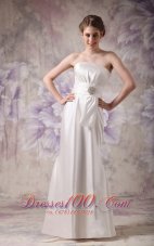 Column Empire White Wedding Dress Beaded Floor-length