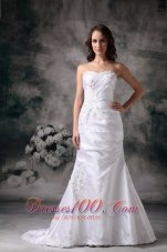 Beautiful Column Appliques Church Wedding Bridal Dress